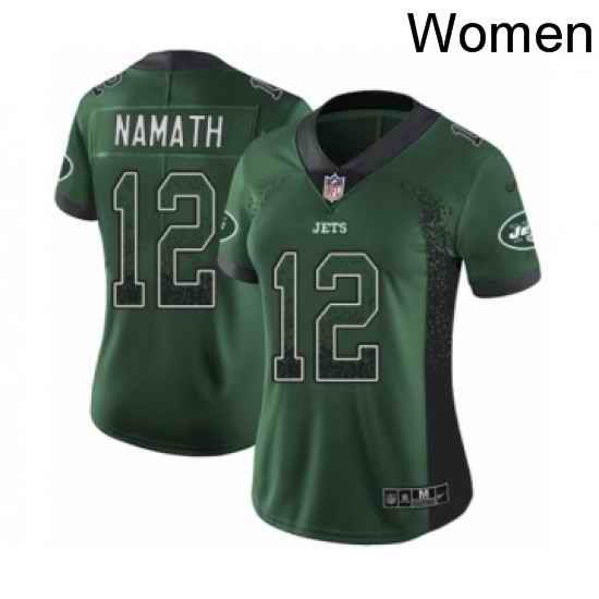 Womens Nike New York Jets 12 Joe Namath Limited Green Rush Drift Fashion NFL Jersey